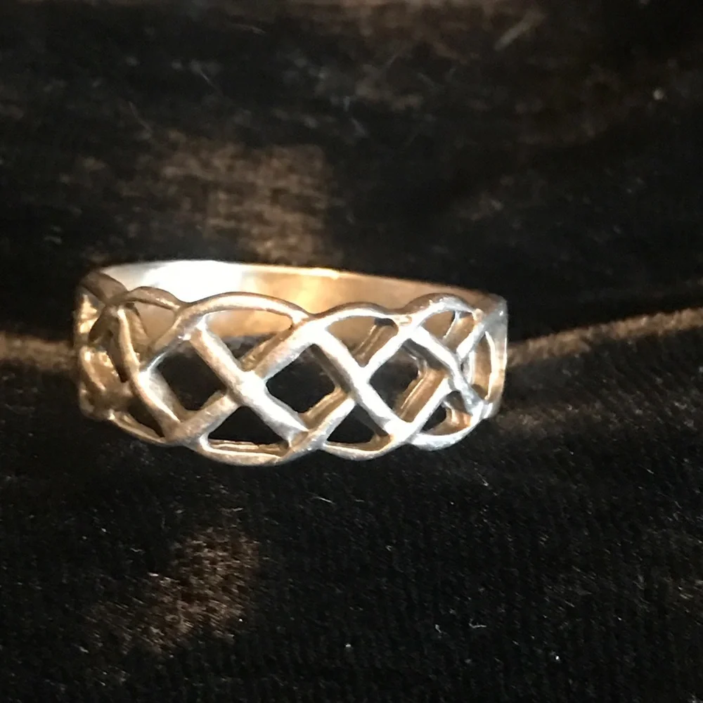 Vintage Silver Celtic Braid Openwork Band,Silver Ring Boho Ring Lucky Irish Ring
